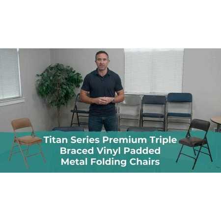 ATLAS COMMERCIAL PRODUCTS Triple-Braced Vinyl Padded Metal Folding Chair, Navy Blue MFC22NVVYL